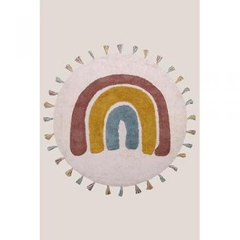 Alfombra infantil de algodón lavable en lavadora arcoíris 110 cm Nattiot