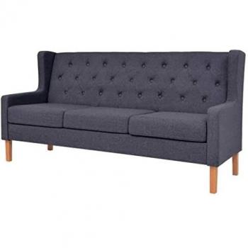 vidaXL Sofá 3 Plazas de Tela Gris Asiento Sillón Silla Banco Mueble Mobiliario