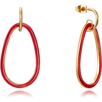 Pendientes Viceroy Air de Acero IP Dorado y Esmalte Rojo