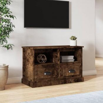 Mueble de TV madera contrachapada roble ahumado 80x35x50 cm, vidaXL Mueble de Salon, Mesa de TV, Mueble tele Marrón