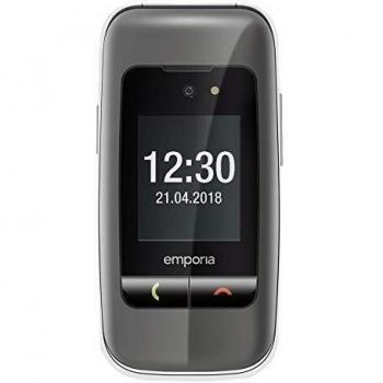 EmporiaOne | Teléfono móvil para personas mayores | Abatible sin contrato | Botón de llamada de emergencia | Pantalla 2.4 | Gris espacial