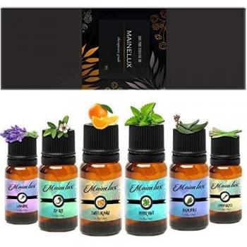 MAINELUX Aceites Esenciales para Humidificador, 100% Natural Puro Aromaterapia Top 6 Set de Regalo de Aceites Aromáticos 6 x 10 ml