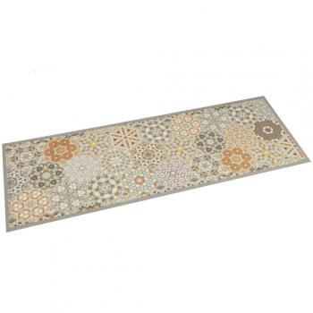 Alfombra de Cocina Lavable Terciopelo Estampado Valla Color Fence Hexagonal 45x150cm Coffee Grey