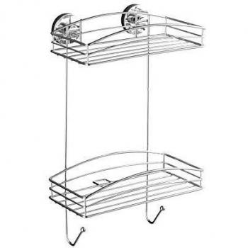 Wenko Vacuum-Loc Estantería 2 Repisas, Acero, Plateado, 15x26x43 cm