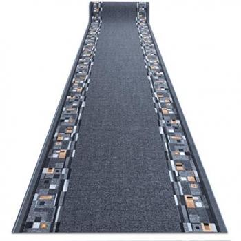 RUGSX Alfombra de Pasillo Bombay Antideslizante Gris 67x430 cm con refuerzo de goma, Durable, Moderno, para Cocina y Corredor