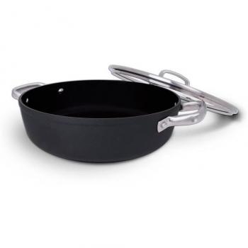 ARCOS Samoa Cacerola Baja 28 cm Aluminio Forjado Antiadherente Eclipse® Tapa de Cristal Asas Acero Inoxidable Apta para Todo Tipo de Cocinas Horno Lavavajillas Full