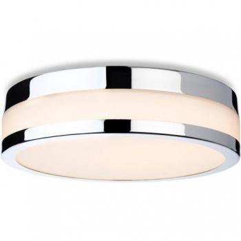 Plafón Marnie de 1 luz cromado con cristal opalino blanco, empotrado en techo, IP44