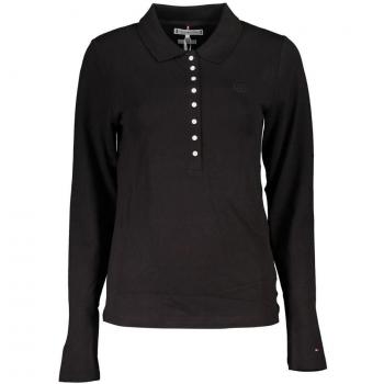 Tommy Hilfiger Slim Fit Black Long Sleeve Polo Shirt for Men - Size S