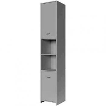 Armario alto para baño blanco 180x30x30cm con 2 puertas y 6 estantes