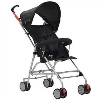 vidaXL Sillita de Paseo para Bebé Negro Acero Transporte Cochecitos Carritos