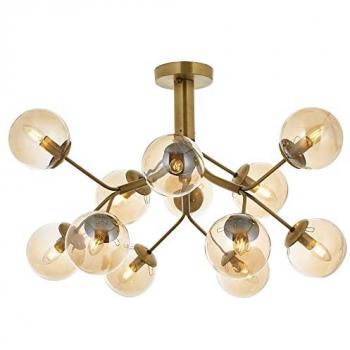 Lámpara de techo vintage WELLHOME de metal para 12 bombillas E14, dimensiones 60x80x80 cm