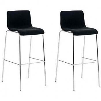 Set de 2 Taburetes Hover Tapizados en Tela Negra con Base Cromada