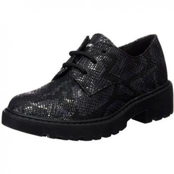 Geox J Casey Girl M, Zapatos de Cordones Derby Niños, Negro
