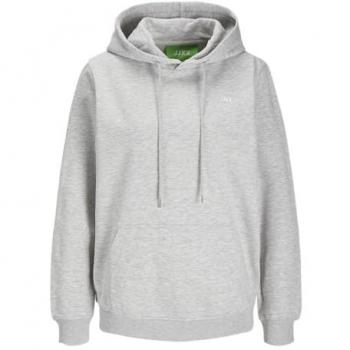 Jack & Jones Women's Abbie Light Grey Melange Hoodie with Bright White Logo