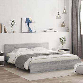 Cama solar con cabecero y LED Sonoma gris 180x200 cm