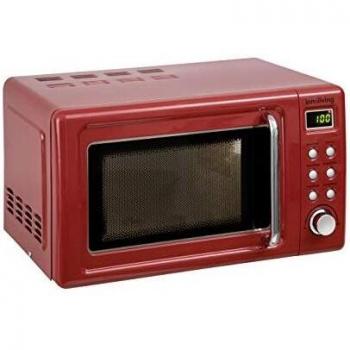 Horno Microondas Vintage Innoliving 20L con Grill y Función Descongelar - Color Rojo
