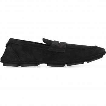 Dolce & Gabbana Men's Black Suede Loafers with DG Logo - Size 41.5