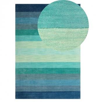 Alfombra Rectangular de Lana y Algodón Multicolor 140 x 200 cm a Mano Rayas