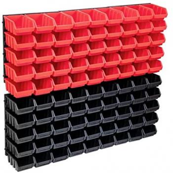 Kit de Almacenamiento 96 Piezas con Paneles de Pared Rojo y Negro