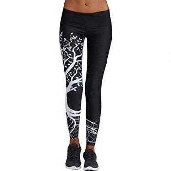 Mujer Pantalones Largos deportivos SMARTLADY Patrón de árbol Leggings para Running, Yoga y Ejercicio