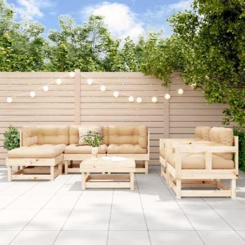 7 Piece Solid Wood Garden Lounge Set with Cushions