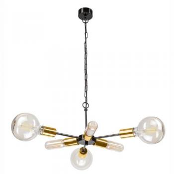 Lámpara de Suspensión Starla EPIKASA, Acero Negro y Oro, Dimensiones 34x34x74 cm