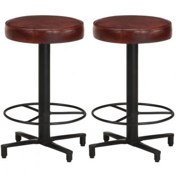 Taburetes de barra de cocina 2 unidades cuero auténtico 52 cm