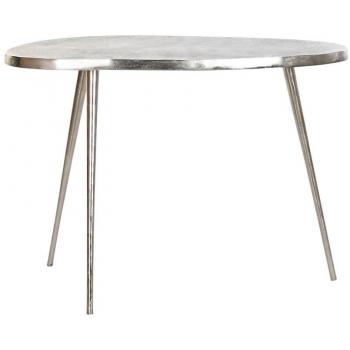 Mesa auxiliar plateada de aluminio (72 x 36 x 52 cm)