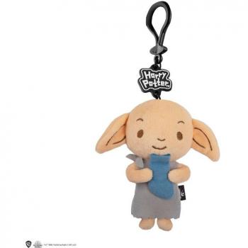 Llavero peluche Dobby con diseño de personaje, material suave y acolchado, tamaño compacto ideal para llaves o mochilas, color gris y marrón, detalles bordados y costuras reforzadas