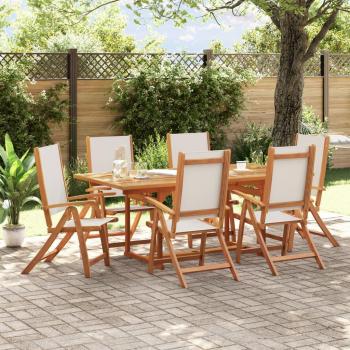 Set de almuerzo de jardín 7 piezas de madera maciza de acacia y textilene
