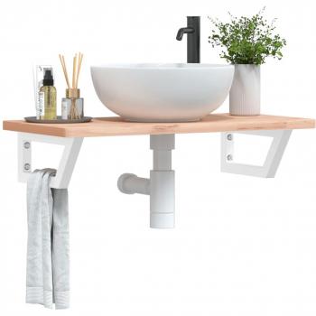 Soportes de Estante para Lavabo 2 Unidades Trapecio Acero Blanco