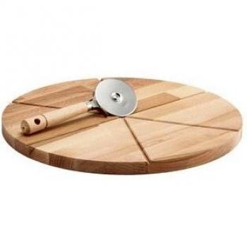 Bisetti Tabla de cortar de madera de haya con cortador de pizza