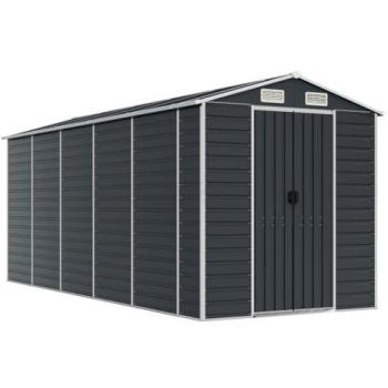 vidaXL Garden Shed Anthracite 191x470x198 cm Galvanised Steel