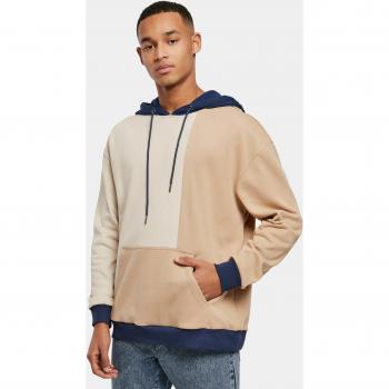 Oversized Color Block Hoodie - Soft Seagrass/Union Beige - XL - 65% Cotton, 35% Polyester