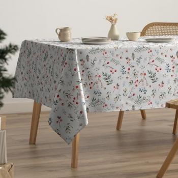 Mantel Rectangular Antimanchas Impermeable de Algodón para Navidad 160x300 cm - GAMUSI