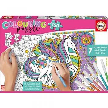 Educa - Colouring Puzzle de 150 Piezas, Puzzle Infantil para Colorear de Unicornio, a Partir de 6 años