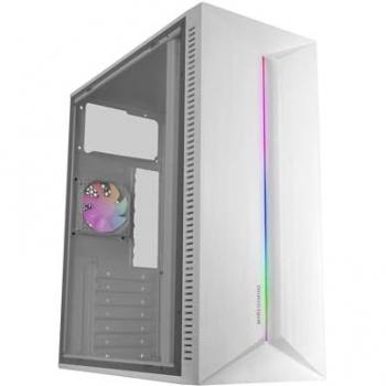 Caja Gaming ATX Mars Gaming Mc-Blaze, Ventilador 80mm FRGB, Tira LED RGB Frontal, Semitorre Blanca con Ventana Lateral Completa