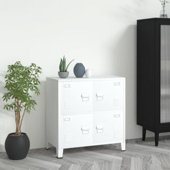 vidaXL Industrial Storage Chest - White, 75x40x80 cm, Steel