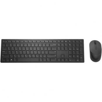 Teclado y Ratón Inalámbricos Dell Pro KM5221W - Conexión 2,4 GHz, Pilas Incluidas, Diseño QWERTY Ruso, Color Negro