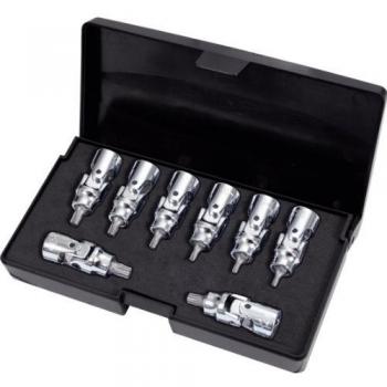 KS Tools 917.1490 1/4 Juego de llaves de vaso con punta articuladas para tornillos Torx CHROMEplus Torx, 8 pzs T8-T40