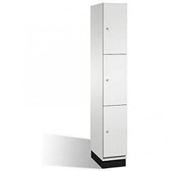 Armario de Compartimentos Bajo Llave Cambio C+P, 3 Departamentos, Color Gris Claro, Puerta de Acero