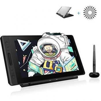 HUION Kamvas Pro 13 con Lápiz sin Pilas con 8192 Niveles de presión y función de inclinación, Pantalla interactiva de 266 PPS con 4 Teclas de atajoy Borde táctil