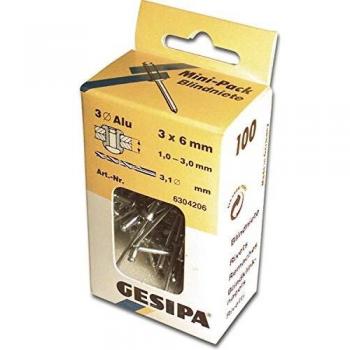 Gesipa 0007693540312 Remache Ciego, 3 x 12 mm, Set de 100 Piezas
