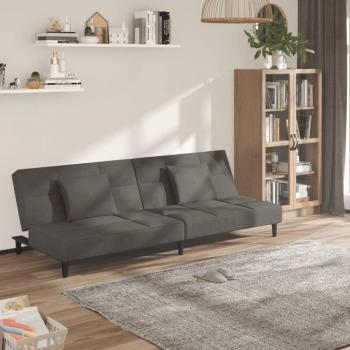 Sofá cama de 2 plazas con 2 cojines de terciopelo gris oscuro Vidaxl