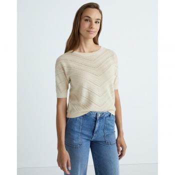 Jersey de verano mujer marca Vila color beige con hilo dorado