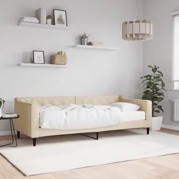 Sofá cama con colchón de tela crema 80x200 cm