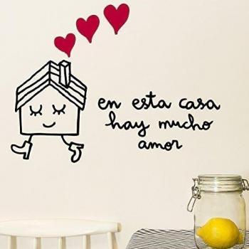 Chispum VIAMOR060S - Vinilo decorativo, 28 x 31 cm, diseño En esta casa hay mucho amor