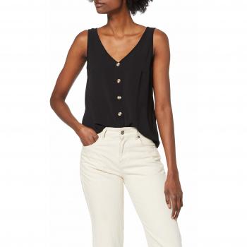 Vero Moda NOS Vmsasha S/l Button Top Noos Camiseta sin Mangas Negro Black, 44