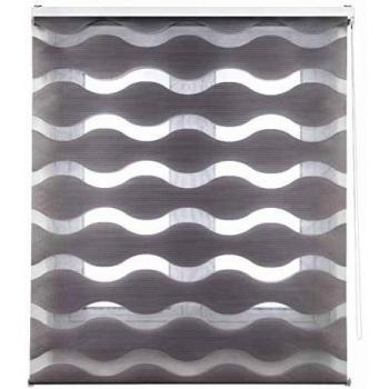 Blindecor Lira Ondas - Estor Enrollable de Doble Capa, Noche y Día, Gris Plata, 140 x 180