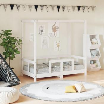 Cama infantil de madera maciza de pino blanco 70x140 cm